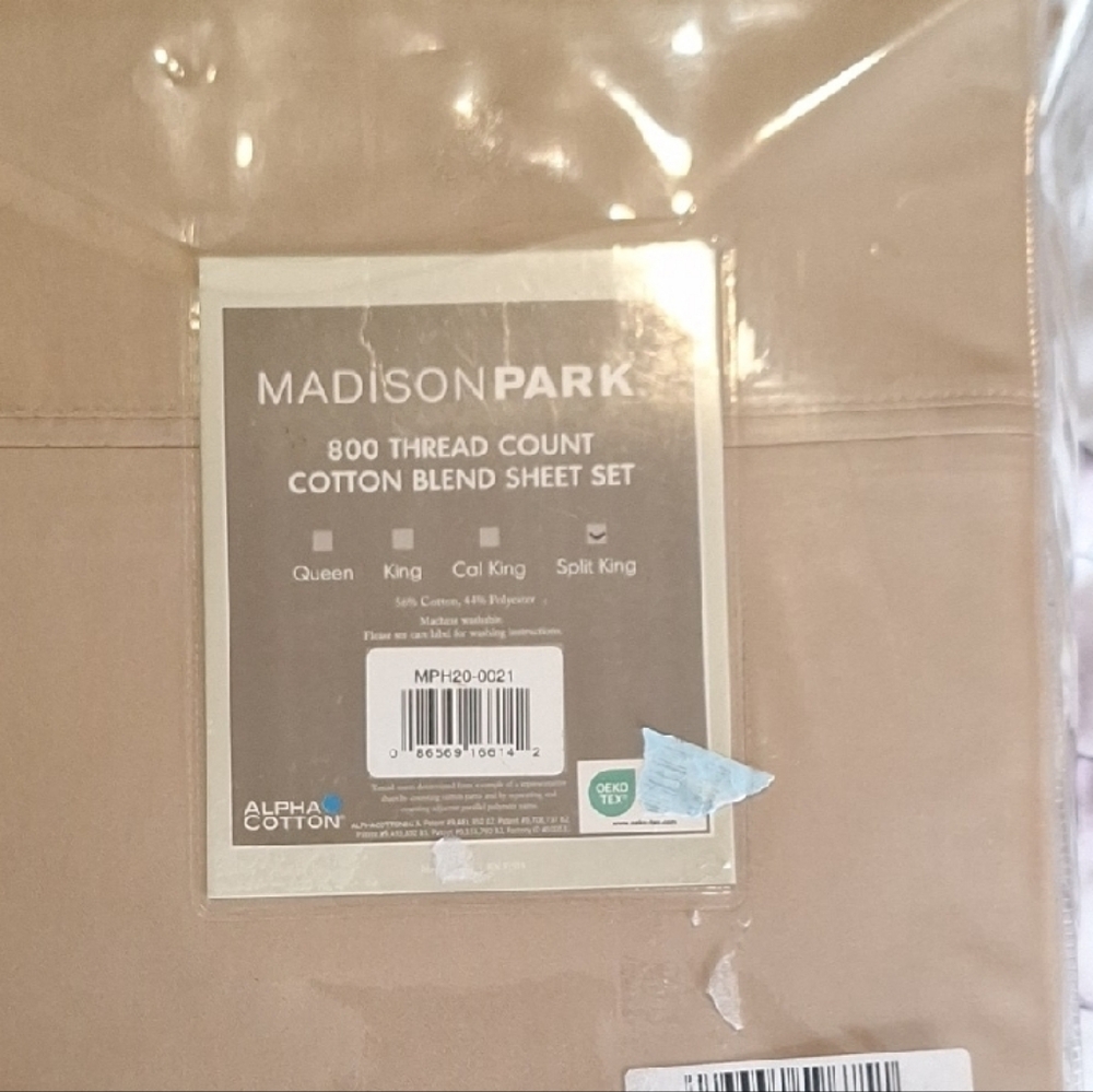 Madison Park Tan Cotton Blend Sheet Set